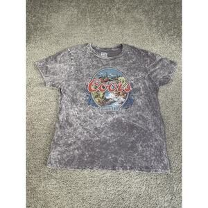 Coors Shirt Mens XL Gray Graphic Beer Logo Acid Wash Crew Neck Cotton Tagless